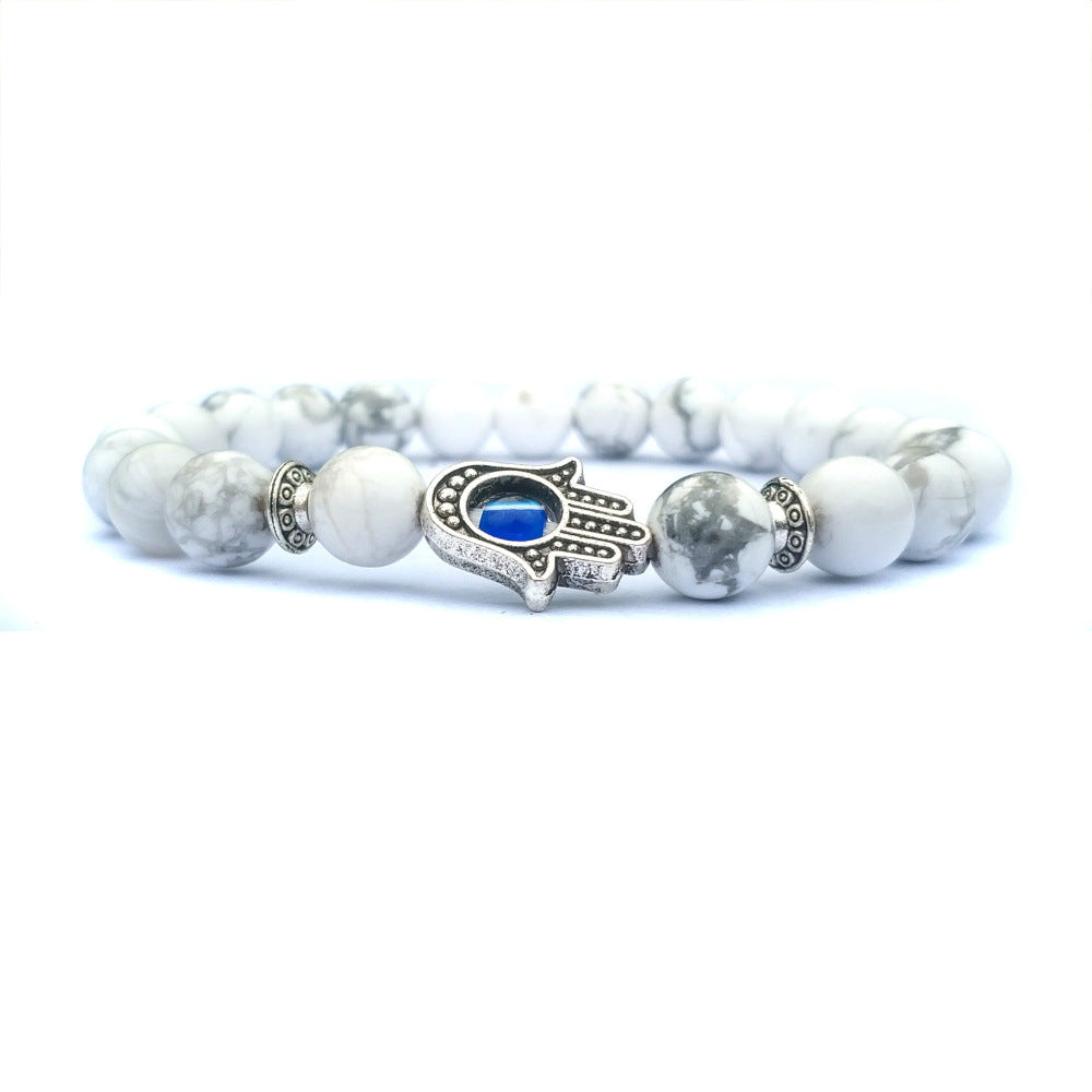 Armband aus Naturstein mit Hamsa-Motiv zum Schutz vor dem bösen Blick