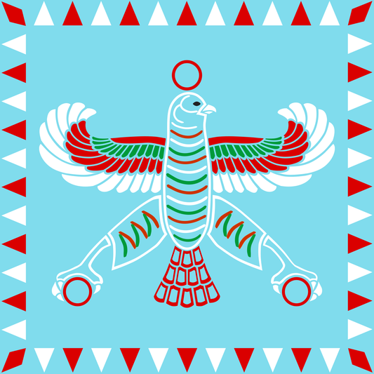 Modern public-domain reconstruction of the Achaemenid falcon standard based on a Persepolis tile