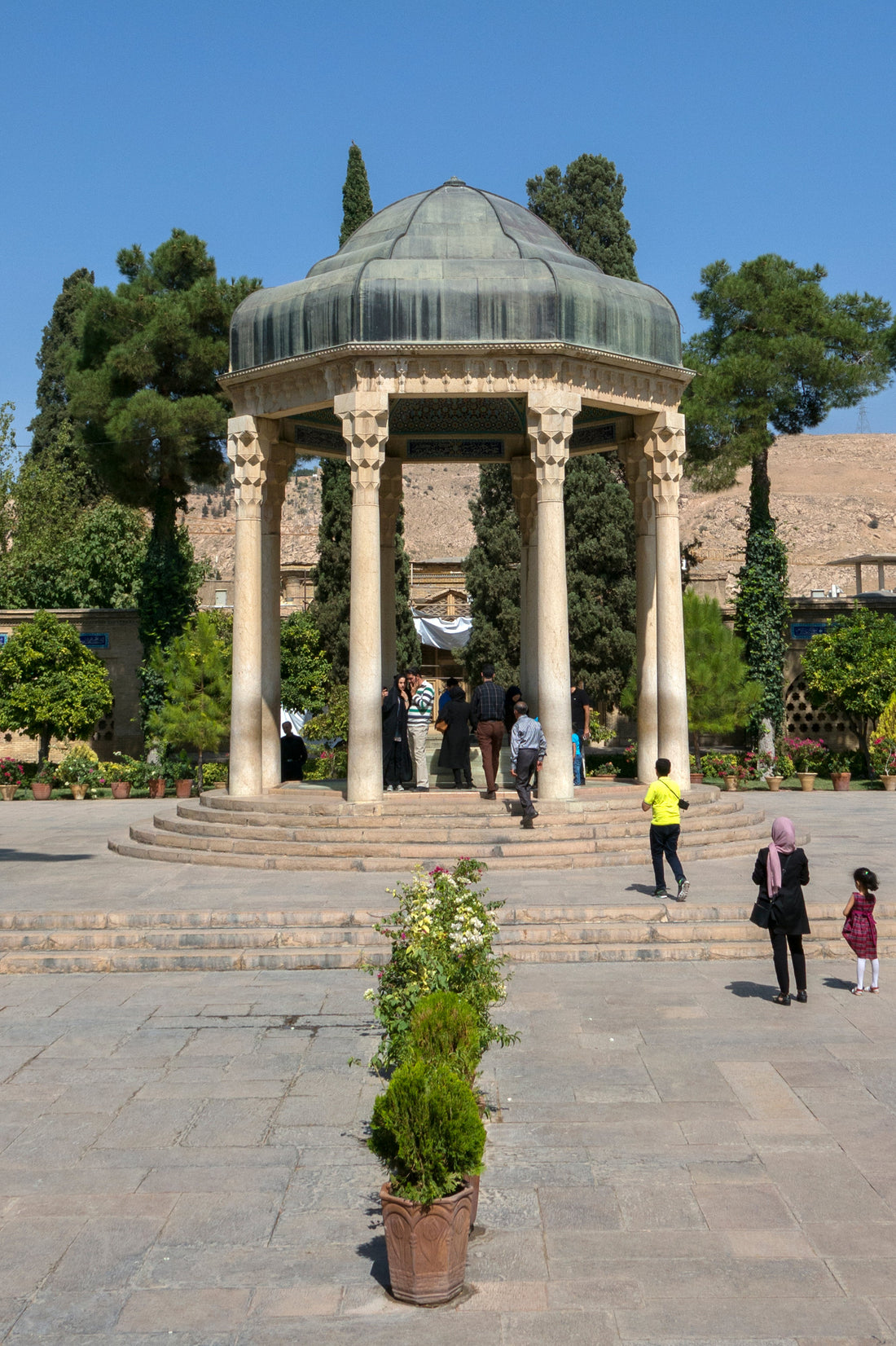 The Tomb of Hafez pavilion in Shiraz, Iran, with its eight-columned copper dome