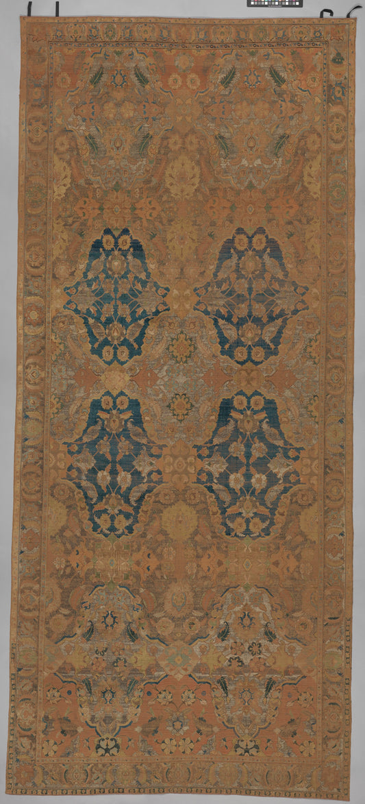 Seventeenth-century Persian Polonaise carpet attributed to Isfahan, Iran, woven in silk with gold and silver thread