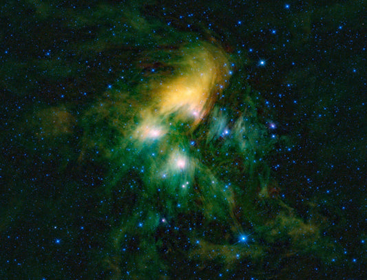 NASA WISE infrared view of the Pleiades star cluster, called Soraya or Thuraya in Persian and Arabic