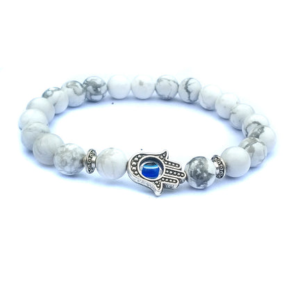 Armband aus Naturstein mit Hamsa-Motiv zum Schutz vor dem bösen Blick