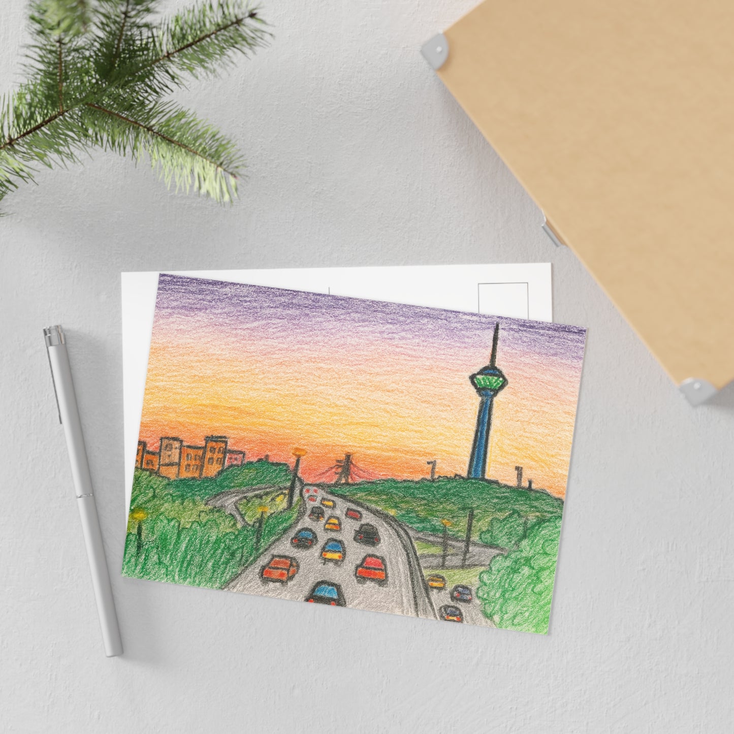 Teheran Sonnenuntergang Milad-Turm Illustration (Set aus Postkarten)