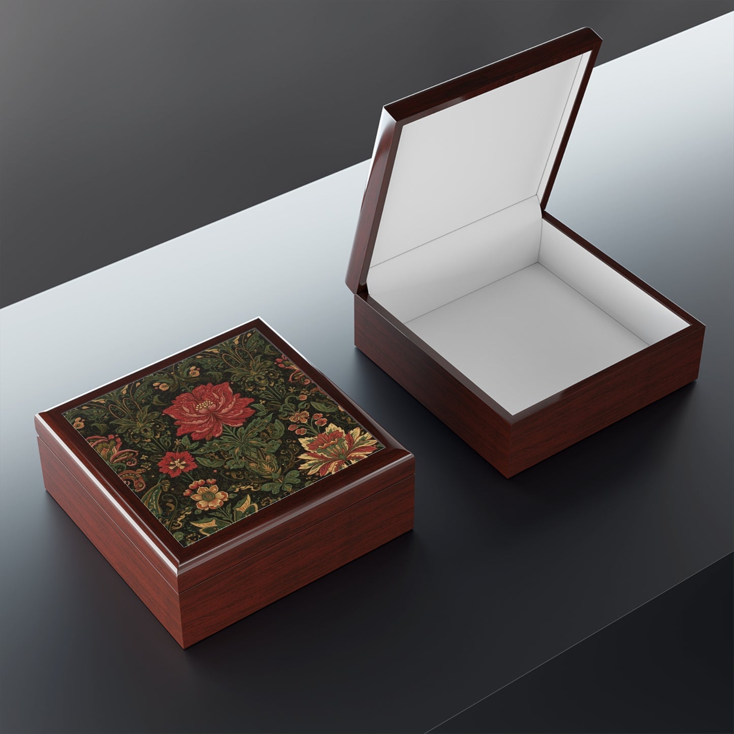 Persian Floral Tapestry Jewelry Box
