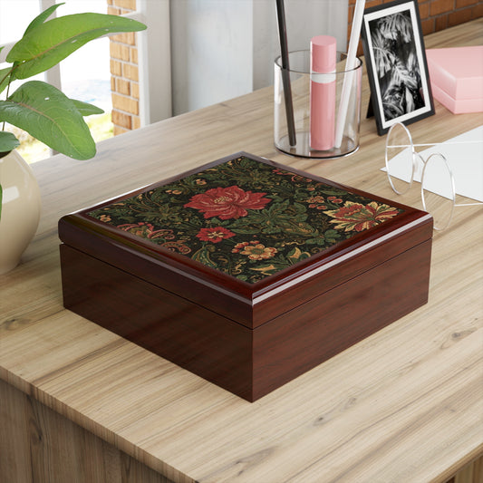 Persian Floral Tapestry Jewelry Box
