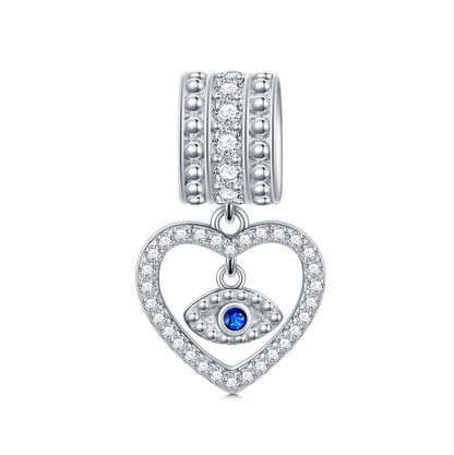 Herzförmiger Anhänger mit bösem Blick (925er Silber)