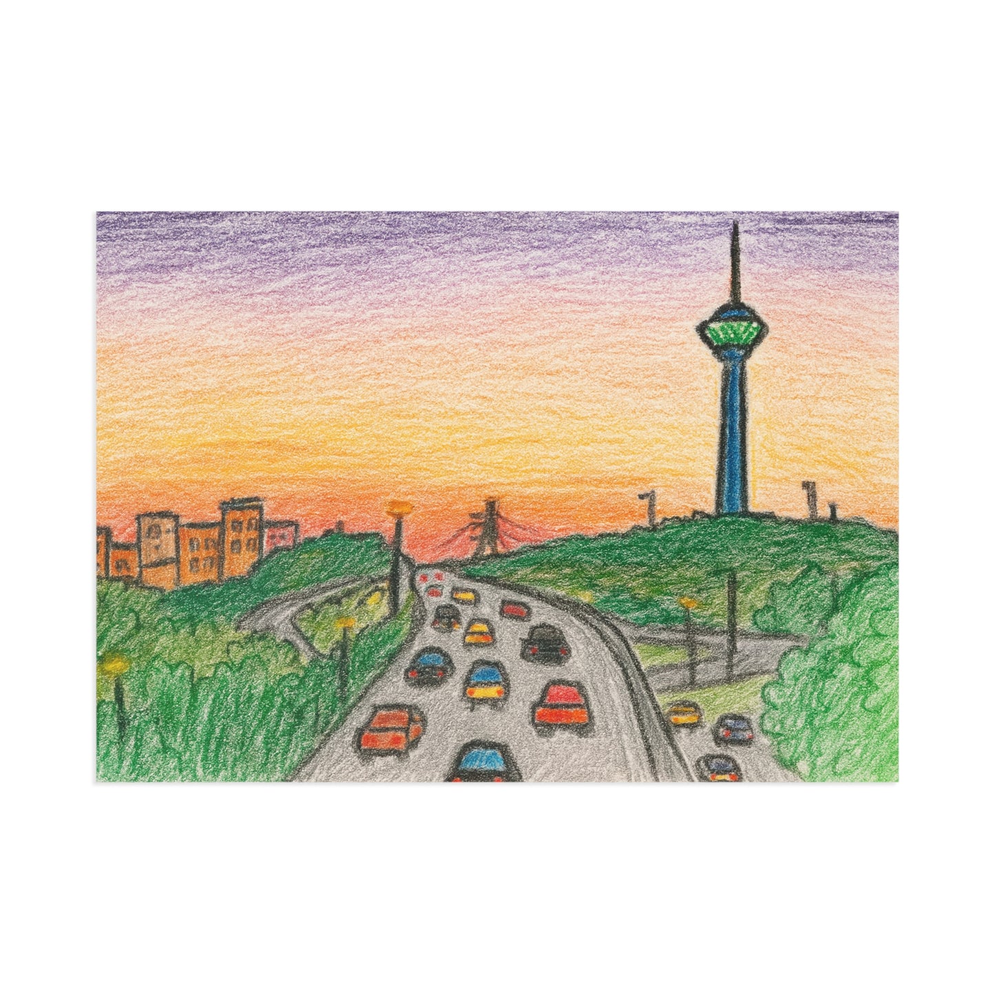 Teheran Sonnenuntergang Milad-Turm Illustration (Set aus Postkarten)