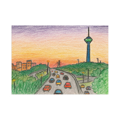 Teheran Sonnenuntergang Milad-Turm Illustration (Set aus Postkarten)