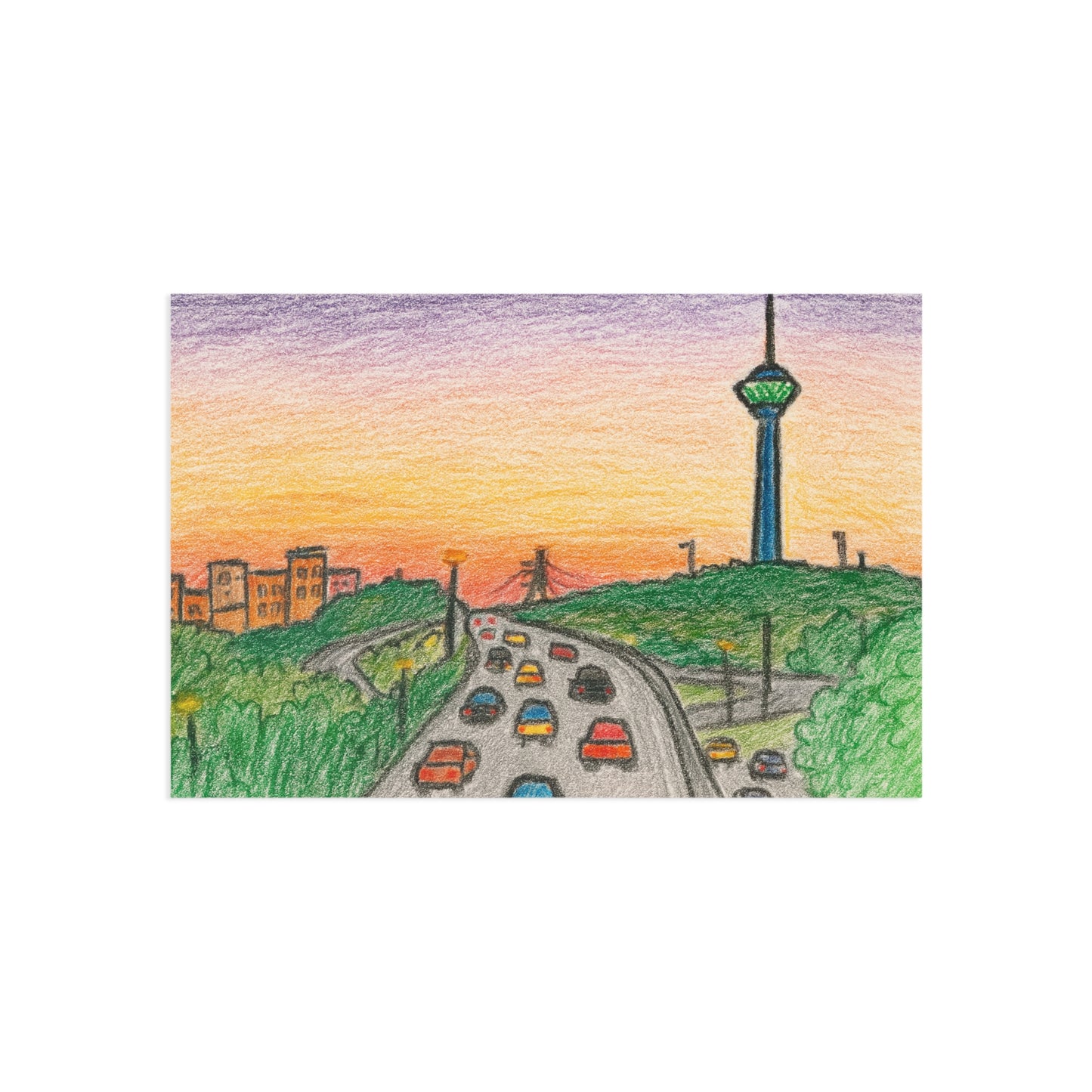 Teheran Sonnenuntergang Milad-Turm Illustration (Set aus Postkarten)