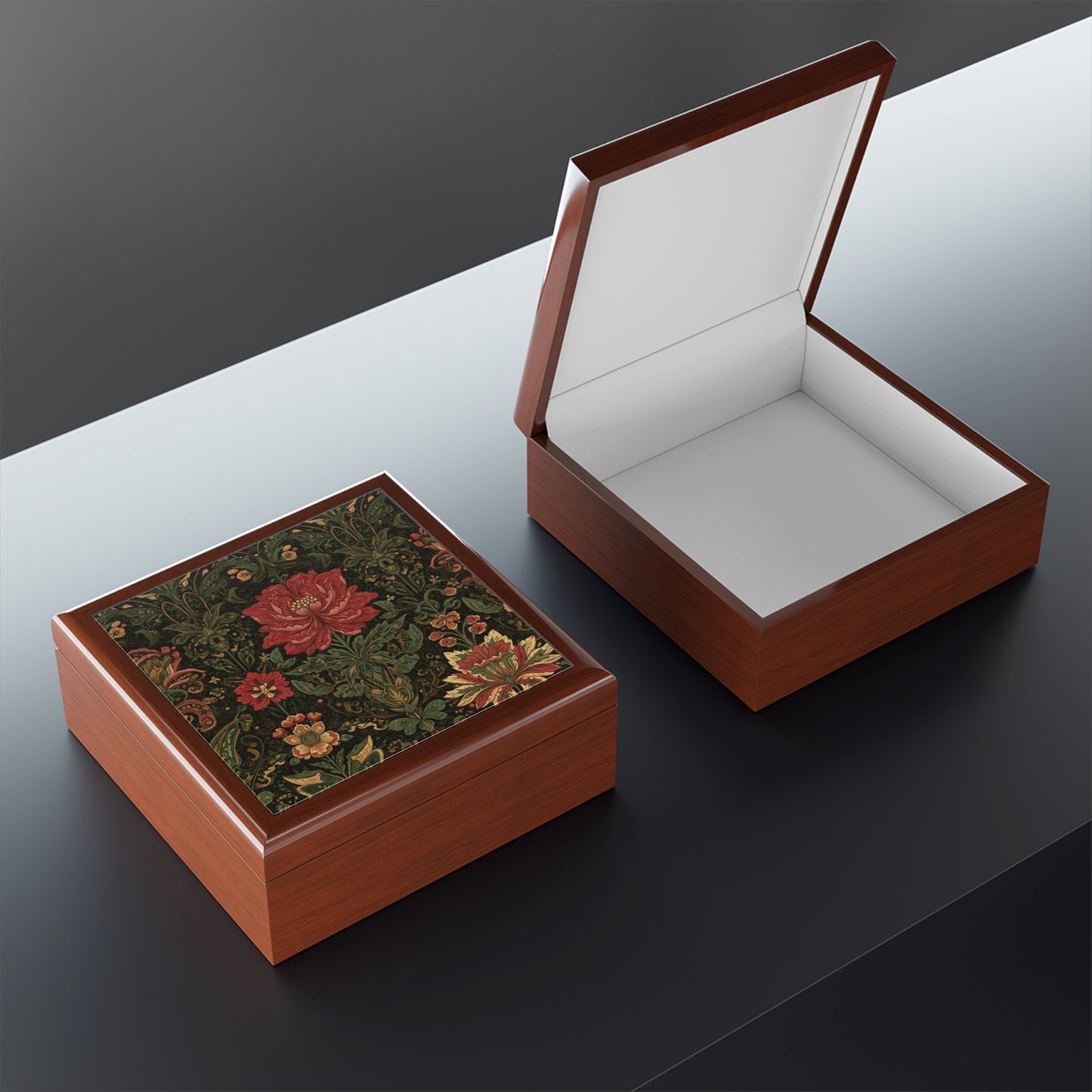 Persian Floral Tapestry Jewelry Box