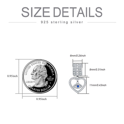 Herzförmiger Anhänger mit bösem Blick (925er Silber)