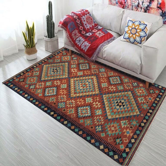 Persian-Inspired Stripe Carpet – Minimal Ethnic Rug for Living Room & Bedroom